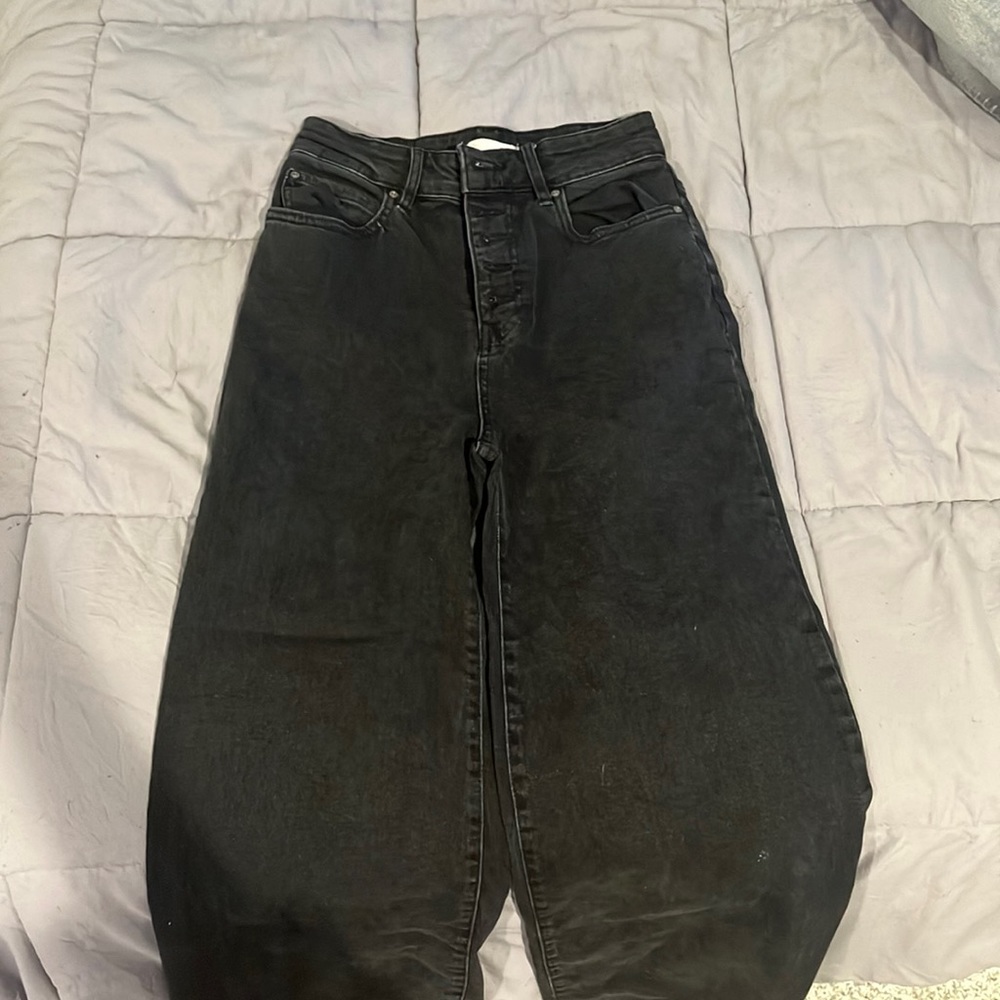 black high rise wide leg jeans